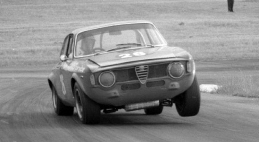 John French in tipicon pose in Alfa GTA 1971