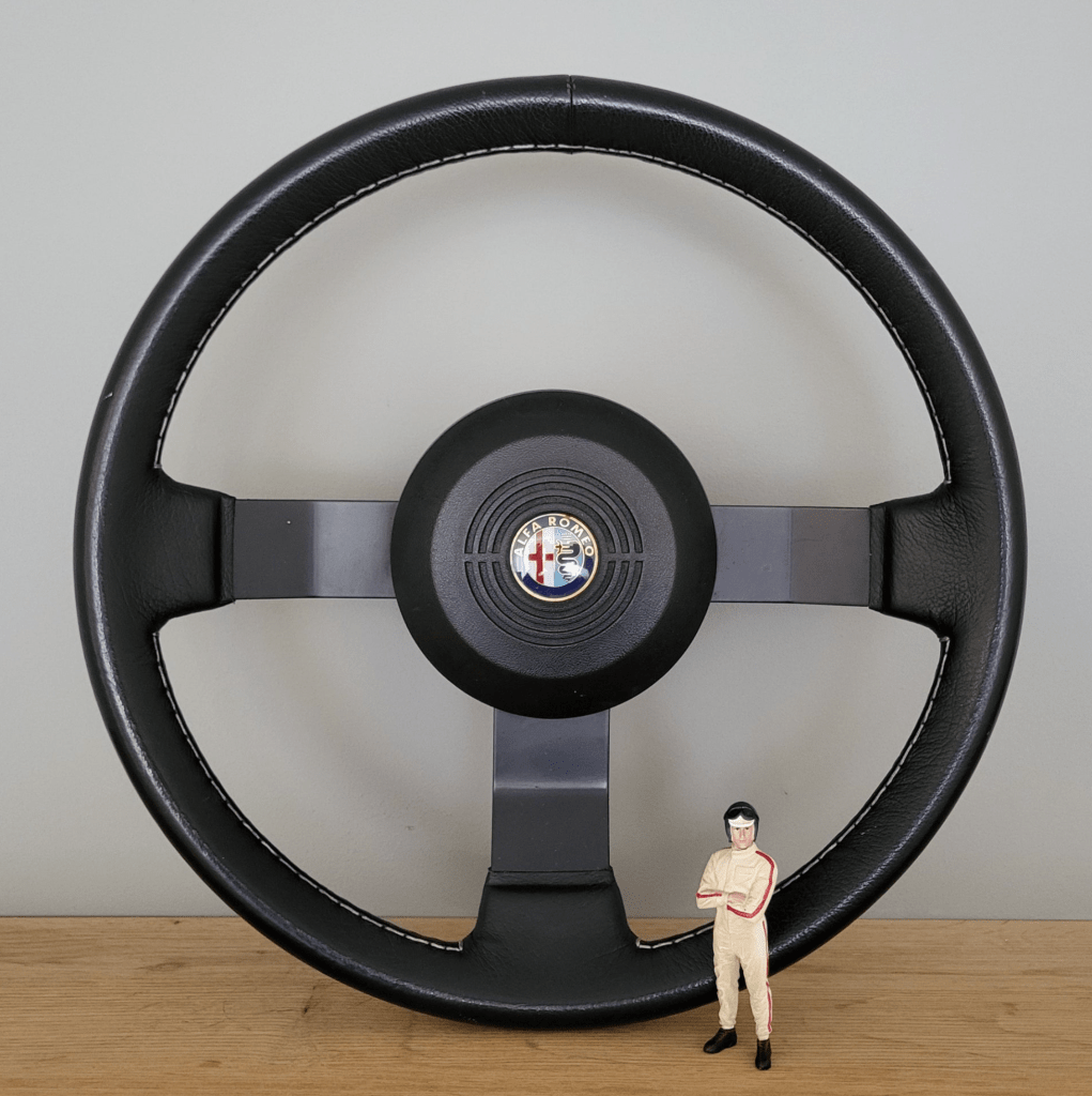 Alfa Romeo GTV 6 leather steering wheel 1980-1987Alfa Romeo Steering wheel wood chroom Spider 1983 - 1989